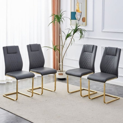 ZUN Modern dining chairs, restaurant chairs, and gold legged upholstered chairs made of artificial W1151107097