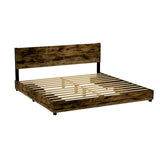 ZUN King-size bed frame, four-compartment storage headboard solid and stable, no noise, no spring box, W1793138407