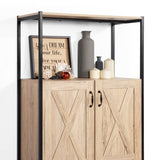 ZUN Rustic Wooden Storage Accent Cabinet with Shelves W131453020