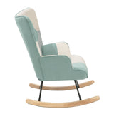 ZUN Accent Rocking Chair, Mid Century Fabric Rocker Chair with Wood Legs and Patchwork Linen for W56141236