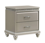 ZUN Traditional 1-Pc Glam Style Nightstand with Two Storage Drawers and Bun Feet Champagne Finish Solid ESFCRMB4780-2
