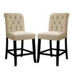 ZUN Set of 2 Padded Chenille Dining Chairs in Beige and Antique Black B016P156584