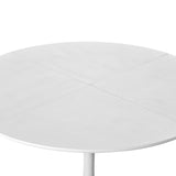 ZUN 42.13"Modern Round Dining Table,Four Patchwork Tabletops with White Solid Wood Veneer Table W757140933