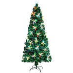 ZUN 7.5ft Pre-Lit Fiber Optical Christmas Tree with Bow Shape Color Changing Led Lights&300 Branch Tips 65761234