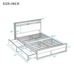 ZUN Queen Size Metal Platform Bed Frame with Two Drawers,Sockets and USB Ports ,Slat Support No Box WF290267AAK