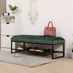ZUN Green Velvet Channel Tufted Ottoman Bench Accent Upholstered Bendroom End of Bed Bench with Storage W1757125847