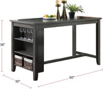 ZUN Modern Casual 1pc Counter Height High Dining Table w Storage Shelves Gray Finish Wooden Kitchen B01164101