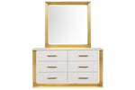 ZUN Obsession Contemporary Style 6-Drawer Dresser Made with Wood & Gold Finish B009P152664