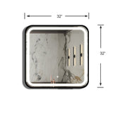ZUN 32*32 inch Bathroom Led Classy Vanity Mirror with High Lumen,Black metal frame,Dimmable Touch,Wall W1992121013