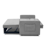 ZUN Loveseats Sofa Bed with Pull-out Bed, Adjsutable Back and Two Arm Pocket,Grey W48766862