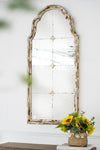 ZUN 22" x 48" Large Cream & Gold Framed Wall Mirror, Wood Arched Mirror with Decorative Window Look for W2078P155651