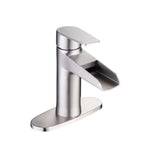 ZUN Waterfall Bathroom Faucet Bathroom Faucet with Pop Up Drain Single Handle One Hole or Three Holes D5001BN