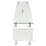 ZUN ON-TREND Sleek Design TV Stand Silver Metal Legs for TV Up to 70", Tempered Glass TV Cabinet WF306451AAK