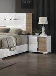 ZUN Contemporary White and Natural Color 1pc Nightstand UV High Gloss Finish Two-Tone Design 2-Drawers B011P162629