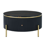 ZUN Modern Round Coffee Table with 2 large Drawers Storage Accent Table WF311606AAB