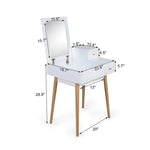 ZUN Wooden Vanity Desk Flip-top Dressing Mirror Writing table Computer Desk,White KHR40002WH