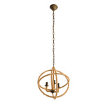 ZUN 3- Light Farmhouse Chandelier, Rope Chandelier Globe Hanging Light Fixture with with Adjustable W2078137922