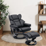 ZUN Massage Recliner and Ottoman, PU Leisure Office Chair with 10 Vibration Points, Adjustable Backrest, W1733102603
