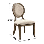 ZUN Set of 2 Padded Beige Fabric Dining Chairs in Rustic Oak Finish B016P156826