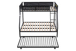 ZUN Twin over Full Metal Bunk Bed with Trundle/ Sturdy Metal Bed Frame/ Noise-Free Wood Slats/ W42773243