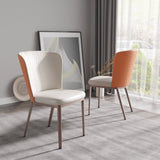 ZUN Modern dining chair living room Moran purple metal leg dining chair-white+orange 2pcs/ctn W153567083