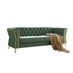 ZUN Modern Tufted Velvet Sofa 87.4 inch for Living Room Mint Green Color W579107803