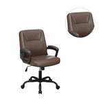 ZUN Adjustable Height Office Chair with Padded Armrests, Brown SR011681