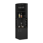 ZUN Wenzel 8-Bottle 2-Shelf Bar Cabinet Black Wengue B062P164342