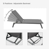 ZUN Outdoor Chaise Lounge Chair,Five-Position Adjustable Aluminum Recliner,All Weather For W41939291
