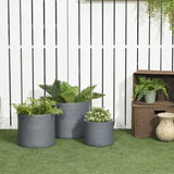 ZUN Set of 3 Outdoor Planter Set, 13/11.5/9in, MgO Flower Pots with Drainage Holes, Outdoor Ready & W2225142626