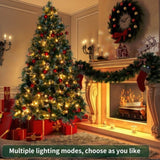 ZUN 7.5ft Pre-Lit Artificial Flocked Christmas Tree with 350 LED Lights&1200 Branch Tips,Pine Cones& 84586897