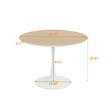 ZUN 42"Modern Round Dining Table with Printed Wood Grain Table Top,Metal Base Dining Table, End Table W75764012