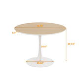 ZUN 42"Modern Round Dining Table with Printed Wood Grain Table Top,Metal Base Dining Table, End Table W75764012