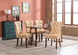 ZUN Upholstered Button Tufted Back Pink Velvet Dining Chair with Nailhead Trim and Solid Wood Legs 2 W28646109
