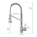 ZUN Kitchen Faucet with Pull Down Sprayer Brushed Nickel Stainless Steel Single Handle Kitchen Sink W1932130227