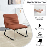 ZUN Brown minimalist armless sofa chair with PU backrest and black metal legs, suitable for offices, W1151121291