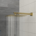ZUN Dual Shower Head - 10 Inch Wall Mounted Square Shower System with Rough-in Valve,Gold W124381741