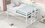 ZUN Wood Twin Size Loft Bed with Side Ladder, Antique White WF312787AAK