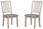 ZUN Dining Room Furniture Set of 2pcs Side Chairs Antique White Solid wood Slats Back Light Gray Padded B011P144694