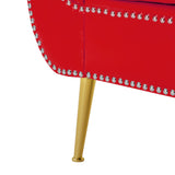 ZUN Red, PU Leather, Metal Feet Upholstered Ottoman Bedroom Lounge Ottoman Flip Top Storage Sofa Bench 22859043