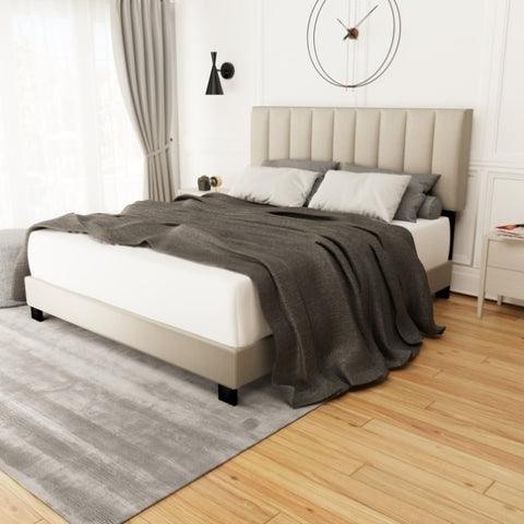 ZUN LINEN QUEEN SIZE ADJUSTABLE HEADBOARD UPHOLSTERED BED FRAME THE COMBINATION OF MODERN AND VINTAGE W1867P143809