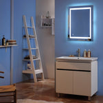 ZUN 32"x 24" Square Built-in Light Strip Touch LED Bathroom Mirror Silver 43210733