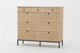 ZUN 6 rattan Drawer Dresser with 3 wood drawer for Bedroom W295105905