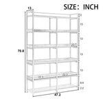 ZUN 70.8 Inch Tall Bookshelf MDF Boards Stainless Steel Frame, 6-tier Shelves with Back&Side Panel, WF299104AAK