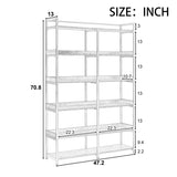 ZUN 70.8 Inch Tall Bookshelf MDF Boards Stainless Steel Frame, 6-tier Shelves with Back&Side Panel, WF299104AAK
