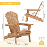 ZUN Wooden Outdoor Folding Adirondack Chair Set of 2 Wood Lounge Patio Chair for Garden,Garden, Lawn, W139058473