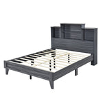 ZUN Queen Size Storage Platform Bed Frame with 4 Open Storage Shelves and USB Charging Design,Gray WF312862AAE
