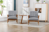 ZUN Accent Chairs Set of 2 with Table, Mid Century Modern Accent Chair, Wood and Fabric Armchairs W153982254