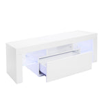 ZUN Elegant Household Decoration LED TV Cabinet with Single Drawer White 44909065