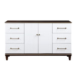 ZUN Contemporary White and Cherry Finish 1pc Dresser of 6x Drawers 2x Shelves Modern Bedroom Furniture B011P149133